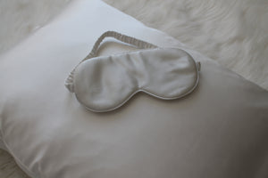 100% Mulberry Silk Pillowcase and Eye-mask Set - Queen, White